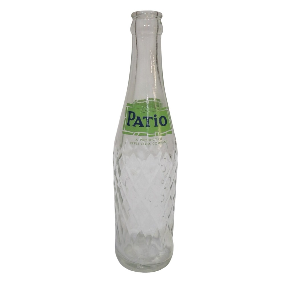 Vintage Patio Soda Bottle Pepsi-Cola Company Clear Diamond Quilted Glass 10oz